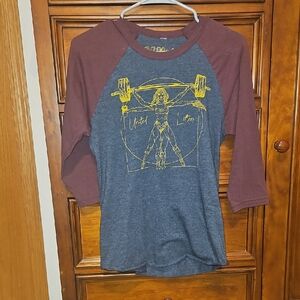 Women's Long Sleeve Graphic Tee - Blue and Maroon